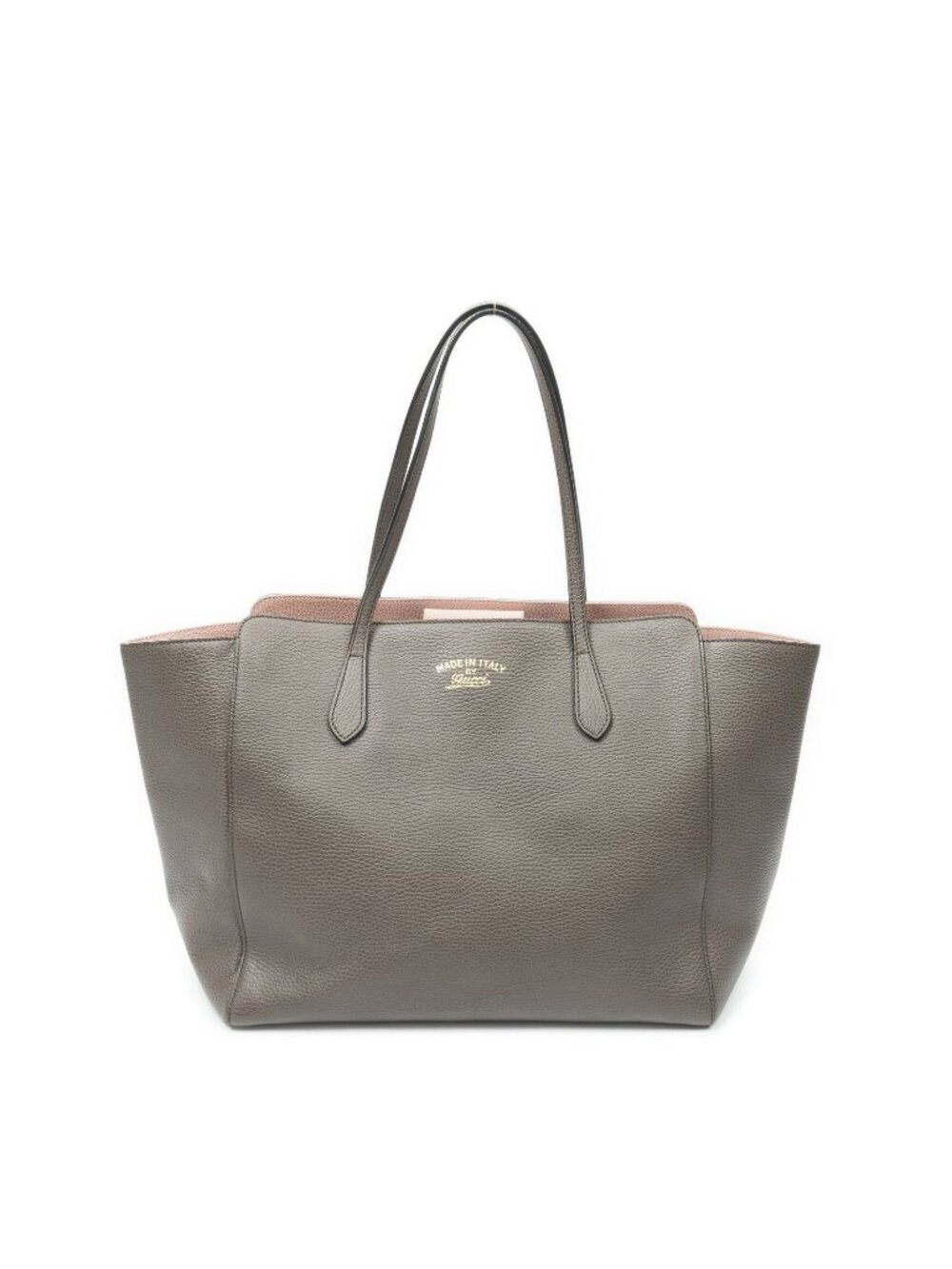 Gucci Medium Swing Tote Bag Light Brown Gray Leather